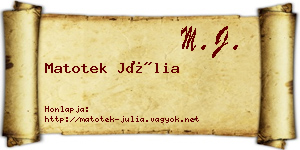 Matotek Júlia névjegykártya